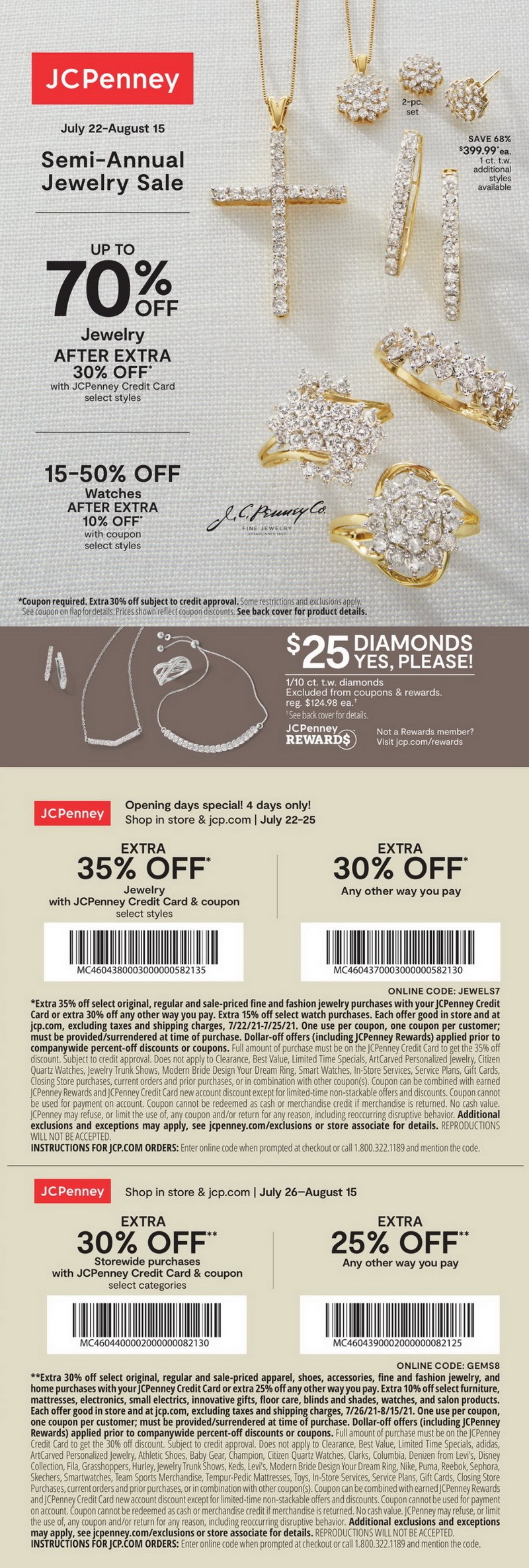JCPenney SemiAnnual Jewelry Sale Jul 22 Aug 15, 2021