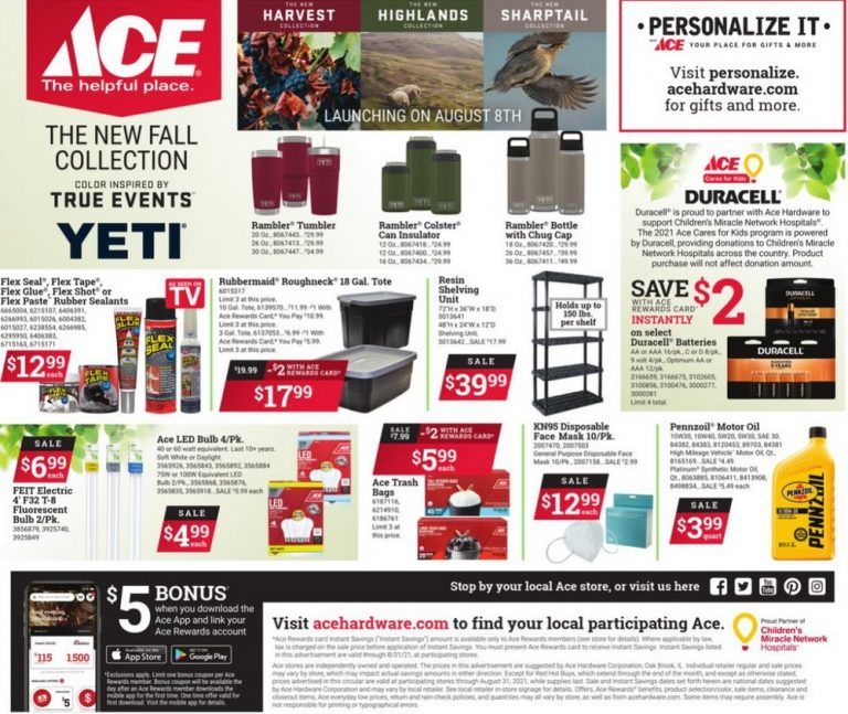 ACE Hardware Monthly Ad Aug 01 Aug 31, 2021