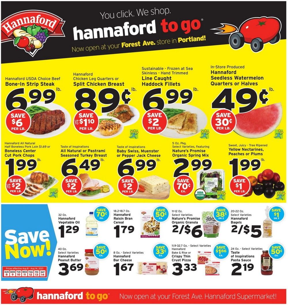 Hannaford Weekly Ad Aug 08 Aug 14, 2021