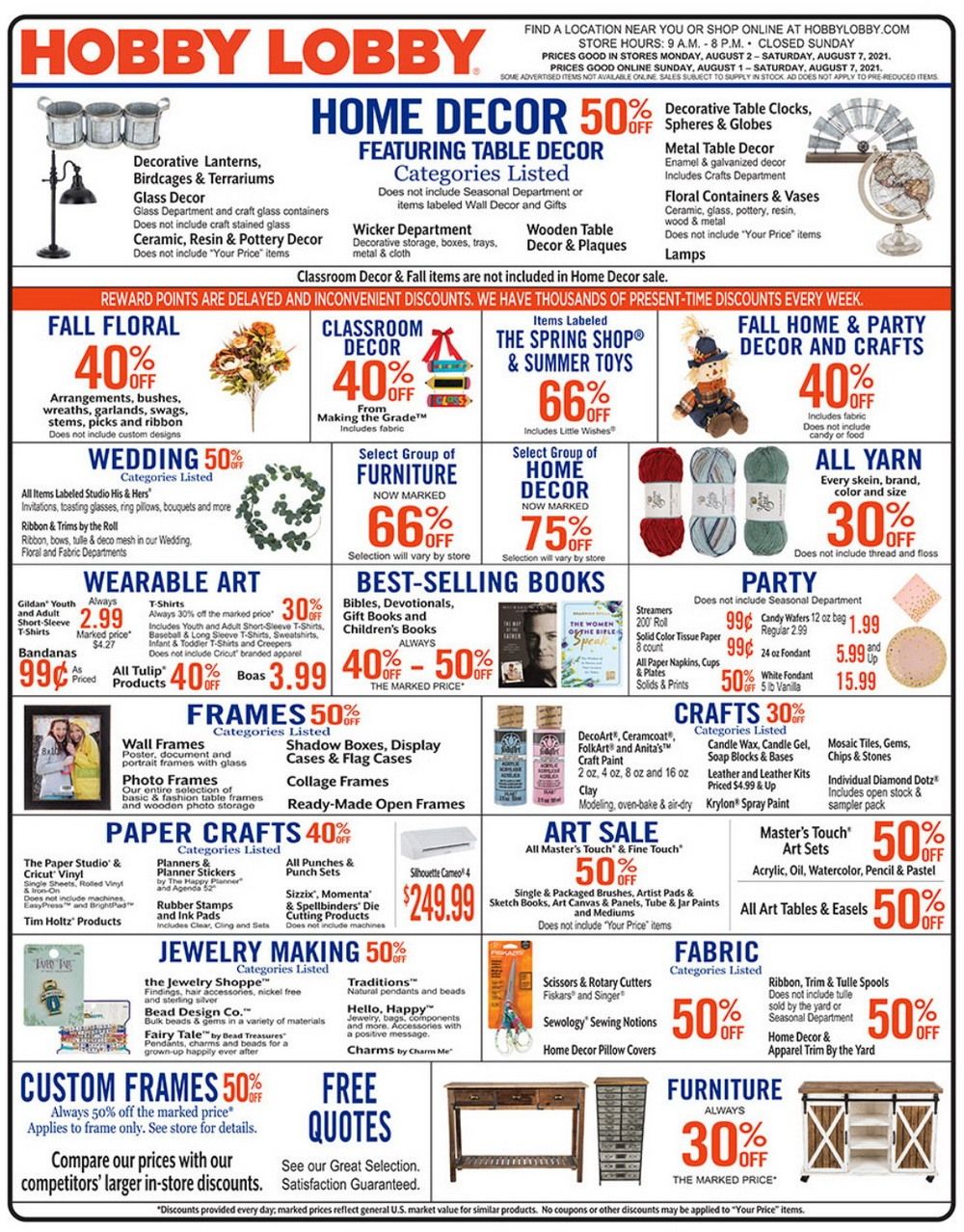 Hobby Lobby Weekly Ad Aug 01 Aug 07, 2021