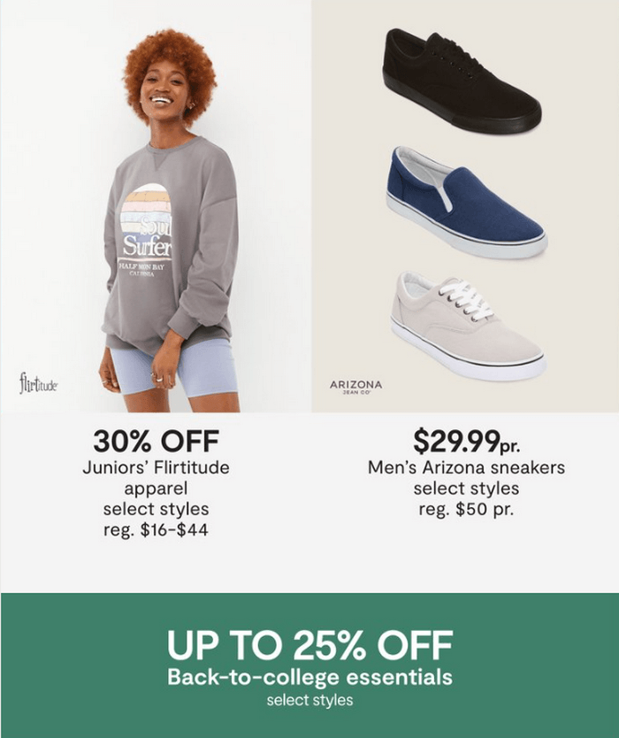 JCPenney Back To School Sale Aug 12 Aug 15, 2021