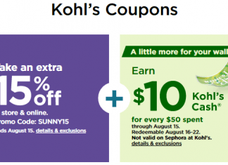 Kohl’s Coupon Sale Until Aug 15, 2021