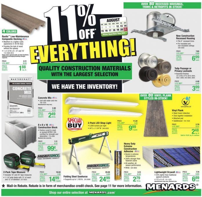 Menards Weekly Ad Aug 12 Aug 21, 2021