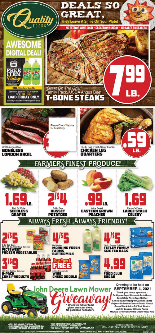 Quality Foods Weekly Ad Aug 11 Aug 17, 2021