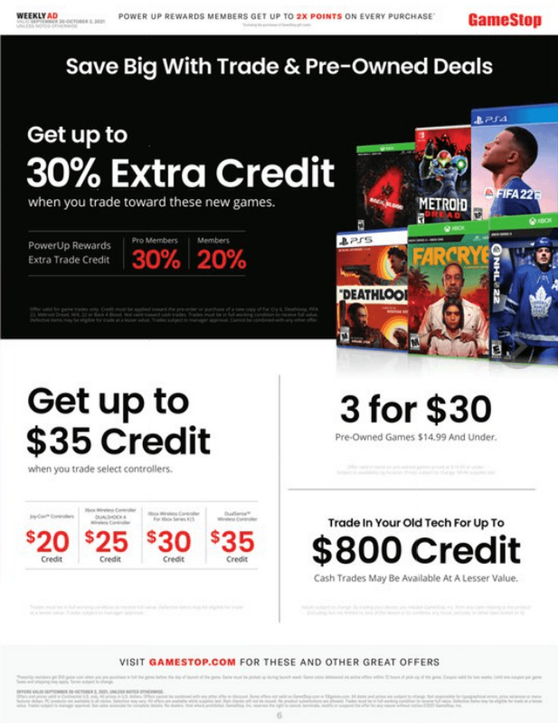 GameStop Weekly Ad Sep 26 Oct 02, 2021