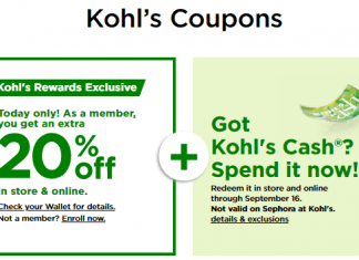Kohl’s Coupon Sale Until Sep 16, 2021