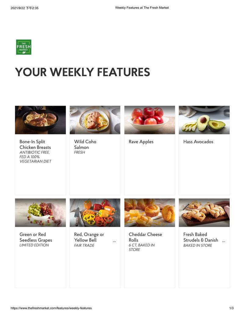 The Fresh Market Weekly Ad Sep 22 Sep 28, 2021