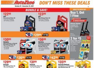AutoZone Monthly Circular Oct 19 – Nov 15, 2021