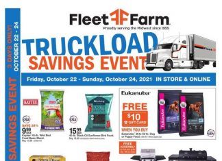 Fleet Farm Truckload Savings Event Oct 22 – Oct 24, 2021