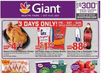 Giant Food Weekly Ad Oct 15 – Oct 21, 2021 (Halloween Promotion Included)