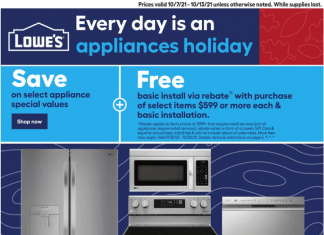 Lowe’s Weekly Ad Oct 07 – Oct 13, 2021