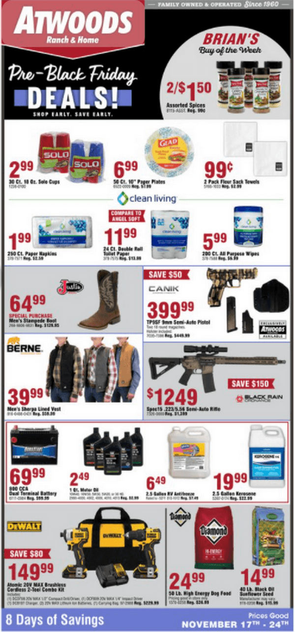 Atwoods Black Friday Ad Nov 17 Nov 24, 2021