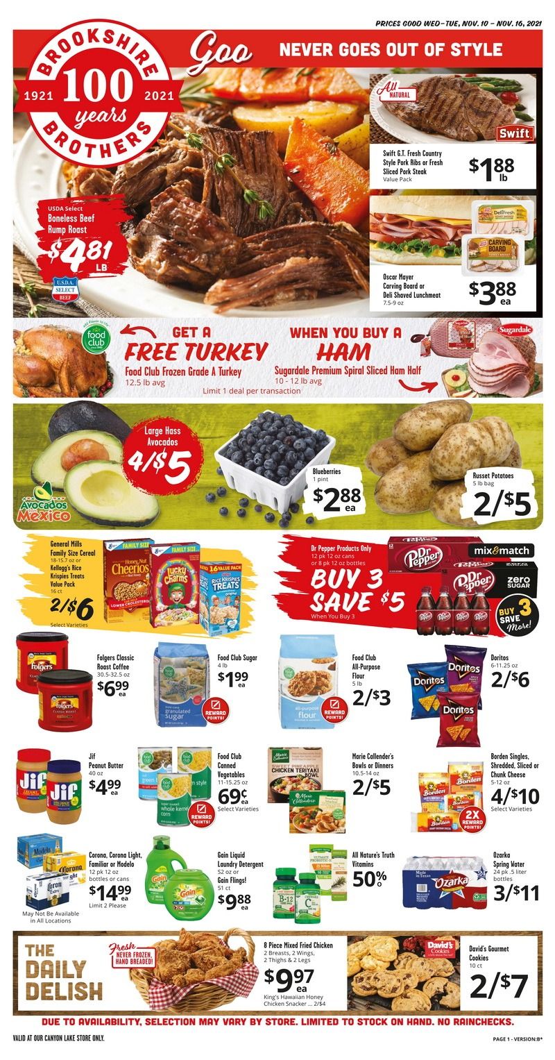 Brookshire Brothers Weekly Ad Nov 10 Nov 16, 2021