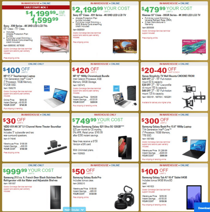 Costco Monthly Ad Nov 15 Nov 29, 2021 (PreBlack Friday Promotion Included)