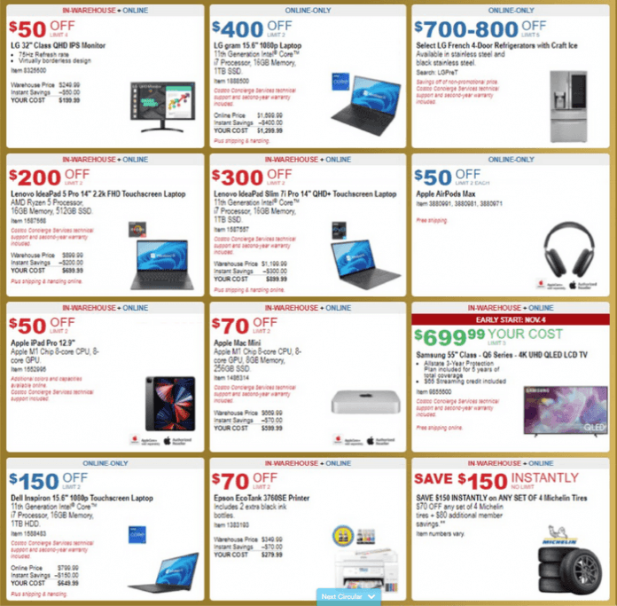 Costco Monthly Ad Nov 15 Nov 29, 2021 (PreBlack Friday Promotion