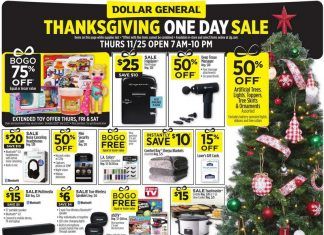 Dollar General Thanksgiving Day Deals Nov 25 – Nov 27, 2021