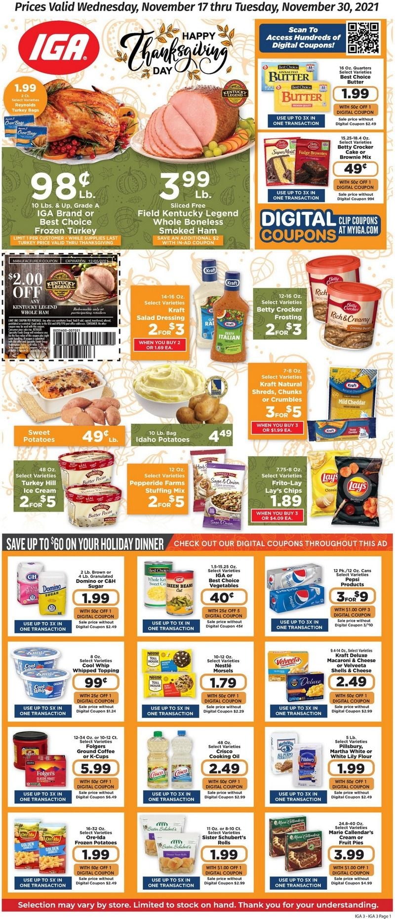 IGA Weekly Ad Nov 17 Nov 30, 2021 (Thanksgiving Promotion Included)