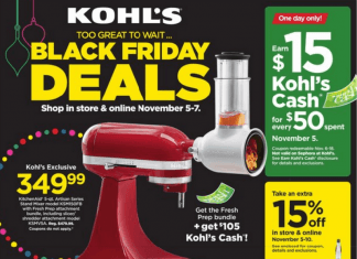 Kohl’s Black Friday Sale Nov 05 – Nov 07, 2021