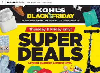 Kohl’s Black Friday Sale Nov 25 – Nov 26, 2021