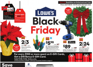 Lowe’s Black Friday Ad Nov 25 – Dec 01, 2021