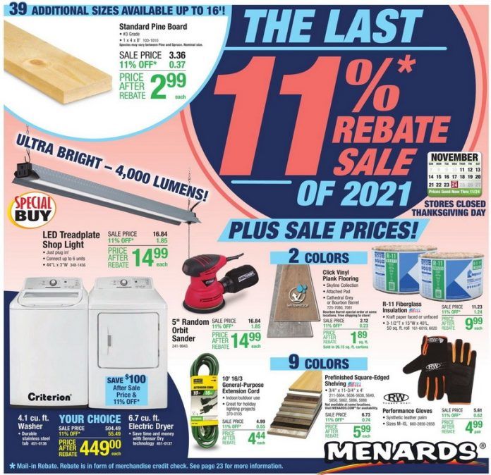 Menards Weekly Ad Nov 11 Nov 24, 2021