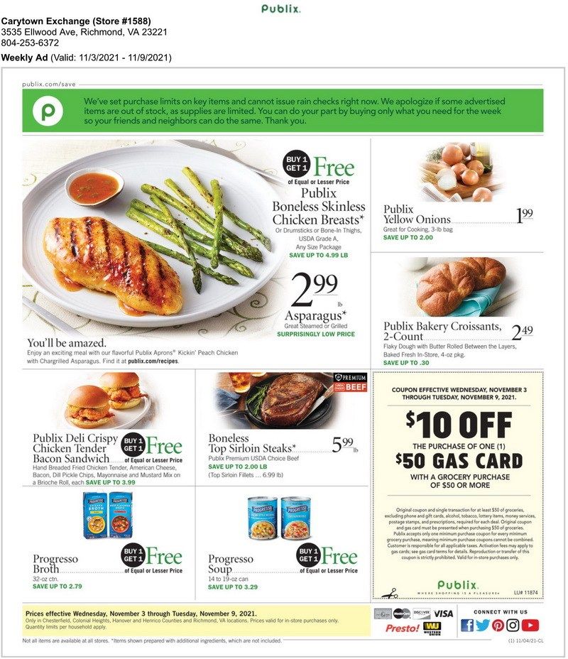 publix stock price nov 2021