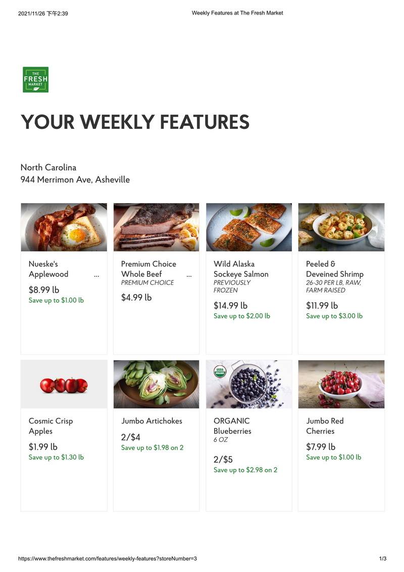 The Fresh Market Weekly Ad Nov 26 Nov 30, 2021