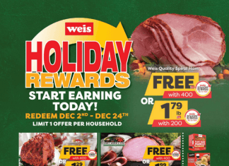 Weis Markets Christmas Rewards Nov 26 – Dec 24, 2021