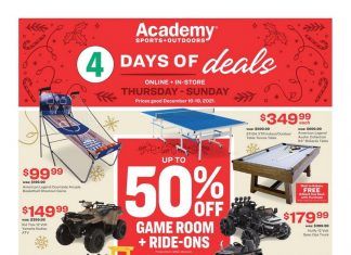 Academy Sports + Outdoors Four Days of Deals Dec 16 – Dec 19, 2021