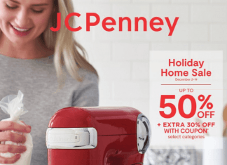 JCpenney Home Holiday Sale Nov 02 – Nov 19, 2021