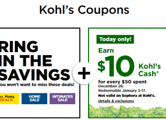 Kohl’s Coupon Sale Until Jan 09, 2022