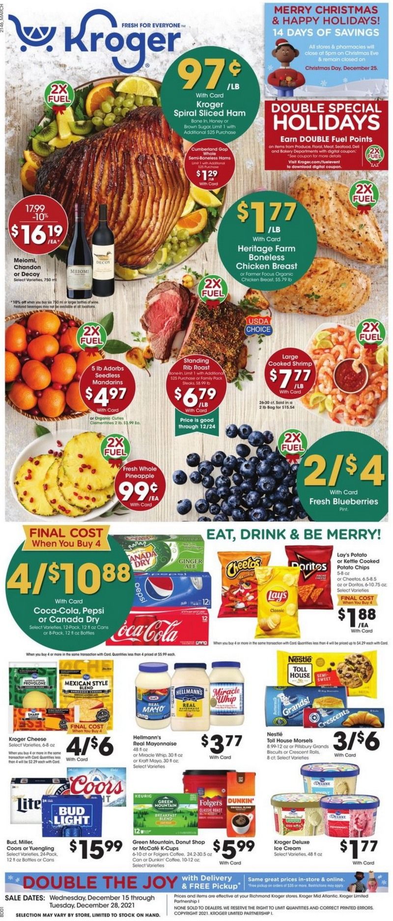 Kroger Christmas Promotion 2022 Kroger Weekly Ad Dec 15 – Dec 28, 2021 (Christmas Promotion Included)