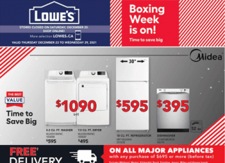Lowe’s Boxing Week Sale Dec 23 – Dec 29, 2021