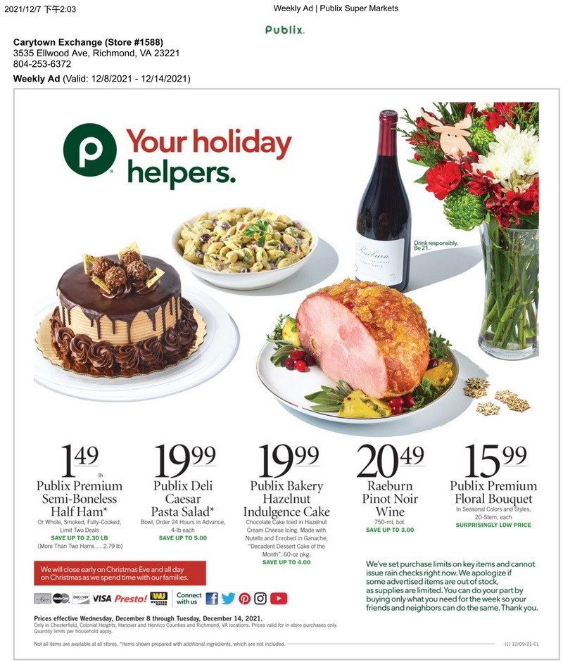 Publix Christmas Ad 2022 Georgia Publix Weekly Ad Dec 08 – Dec 14, 2021