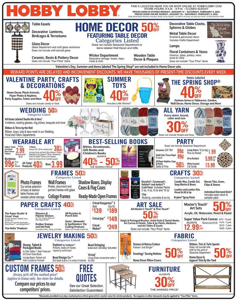 Hobby Lobby Weekly Ad Jan 31 Feb 05, 2022