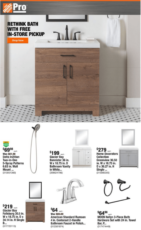 Home Depot Pro Weekly Ad Jan 17 24 2022 - Home Decorators Collection 30 In 3 Piece Vanity Combo