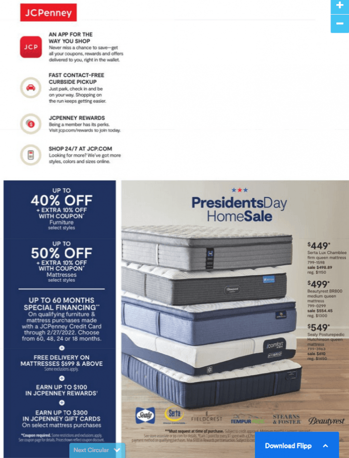 JCPenney President Day Home Sale
