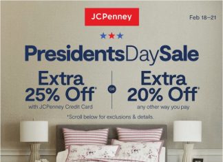 JCPenney President Day Sale Feb 18 – Feb 21, 2022