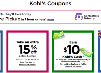 Kohl’s Coupon Sale Until Feb 21, 2022