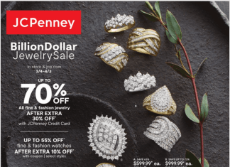 JCPenney Billion Dollar Jewelry Sale Ad Mar 04 – Apr 03, 2022