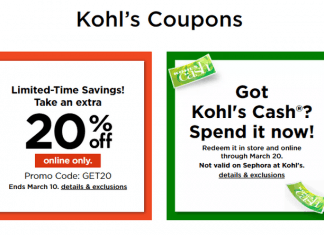 Kohl’s Coupon Sale Until Mar 20, 2022
