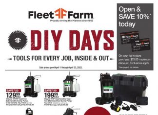 Fleet Farm DIY Days Ad Apr 01 – Apr 23, 2022