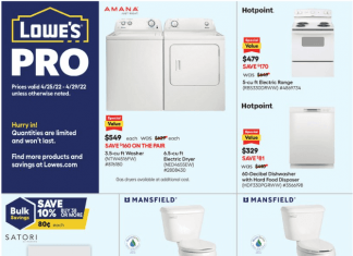 Lowe’s Weekly Pro Ad Apr 25 – Apr 29, 2022