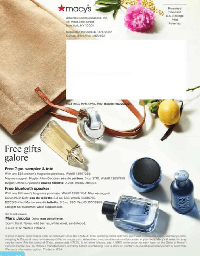 Macy's Fragrance Scent Event Book Apr 06 Apr 12, 2022