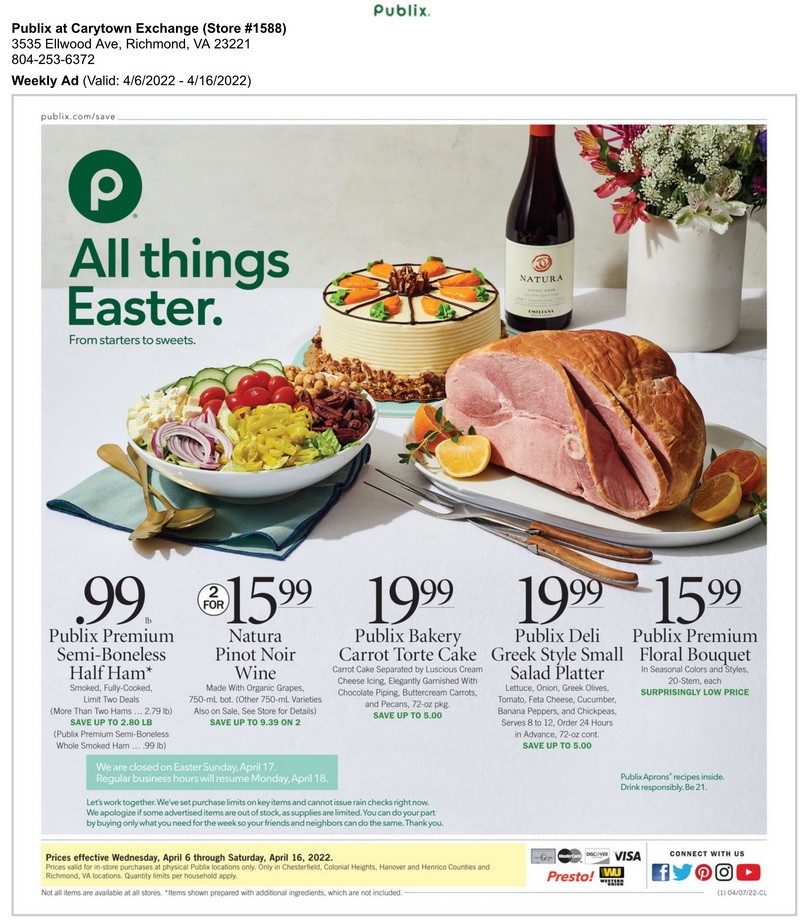 Publix Christmas Hours 2022 Publix Weekly Ad Apr 06 – Apr 16, 2022 (Easter Promotion Included)