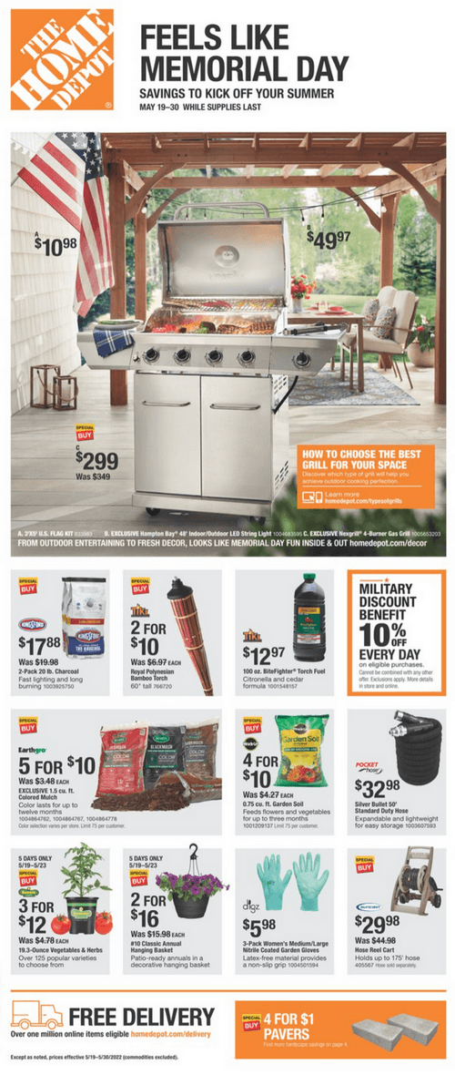 Home Depot Memorial Day Ad May 19 May 30, 2022