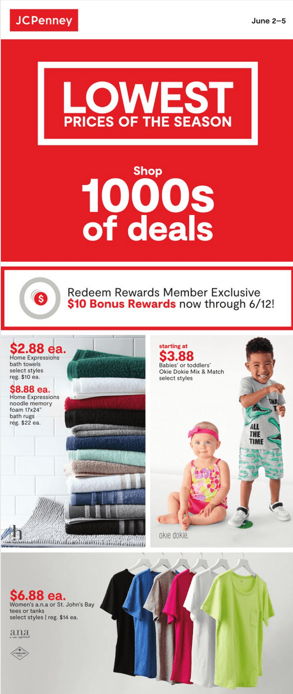 JCPenney Lowest Price Sale Jun 02 Jun 05, 2022