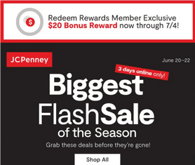JCPenney Biggest Flash Sale of the Season Flyer Jun 20 – Jun 22, 2022