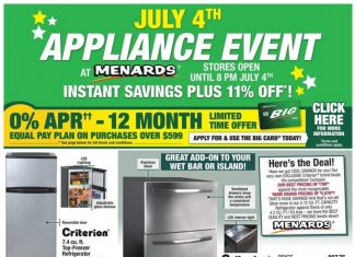 Menards Independence Day Appliance Sale Jun 23 – Jul 04, 2022