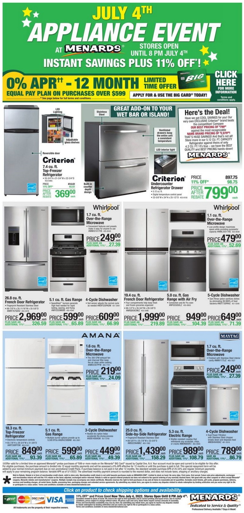 Menards Independence Day Appliance Sale Jun 23 Jul 04, 2022